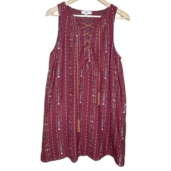 𝅺ENTRO rust aztec western tie neck shift dress - Picture 2 of 7